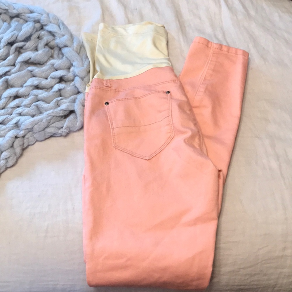 Pink blush maternity jeggings